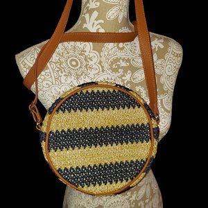 Jewell by Thirty-One Round About Straw Crossbody Purse